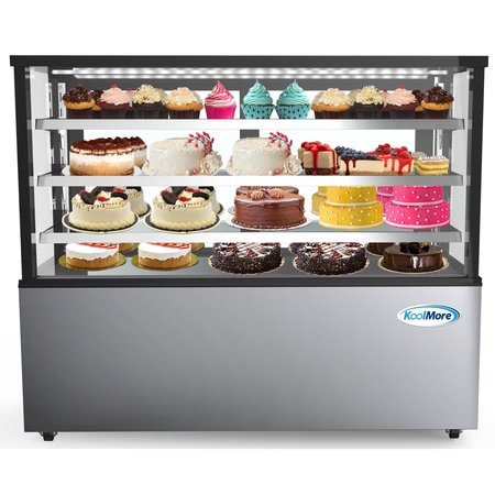 KOOLMORE Refrigerated Bakery Display Case for Cakes, Pies, Pastries, 71” Stainless Steel Frame, Glass Front RBD30C